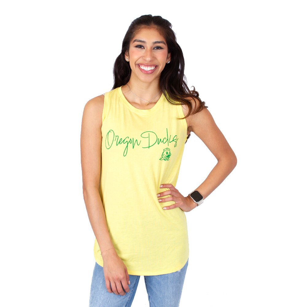 Ducks Spirit, Camp David, Yellow, Sleeveless, Polyester Blend, Women, Mascot, Hottie, Tank, Shirt, Top, 944699